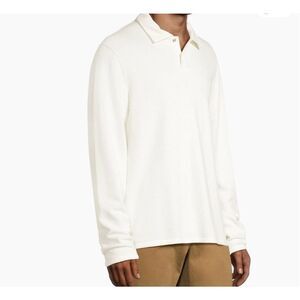 Vince $245 OFF WHITE Men's Double-Knit Piqué Long-Sleeve Polo Shirt XL NEW